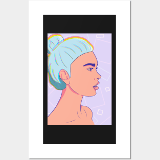 Blue Hair Woman Posters and Art